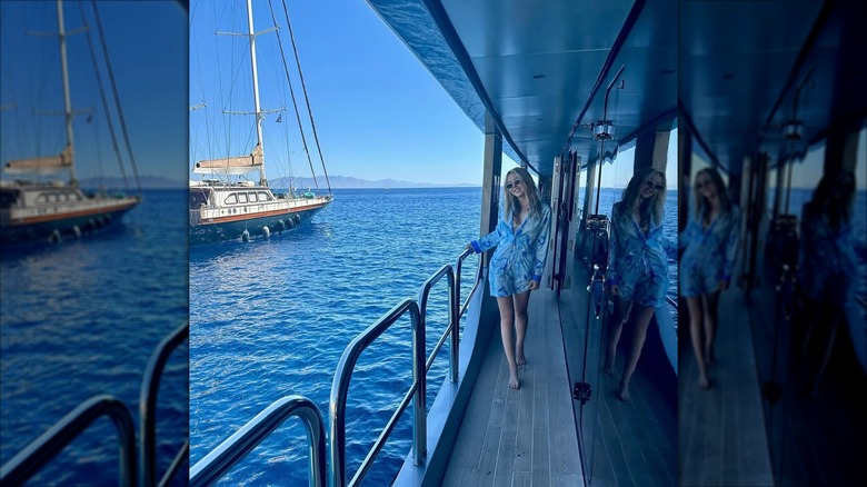 Tiffany Trump walking on a yacht