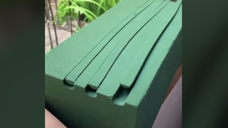 The foam having been cut in the video 