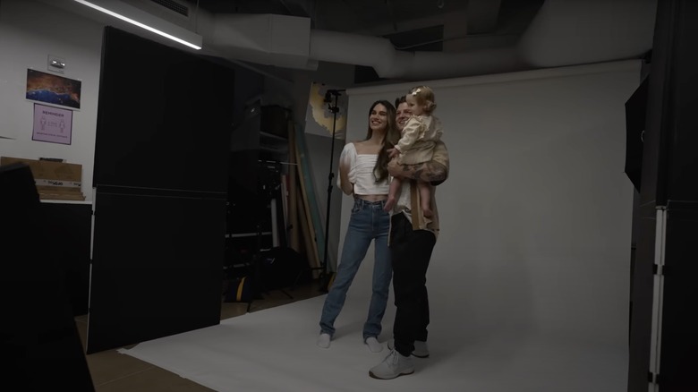 Abbie, Josh, and Poppy Herbert posing for a photoshoot