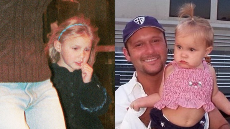 Split image of Gracie McGraw with Faith Hill and Tim McGraw