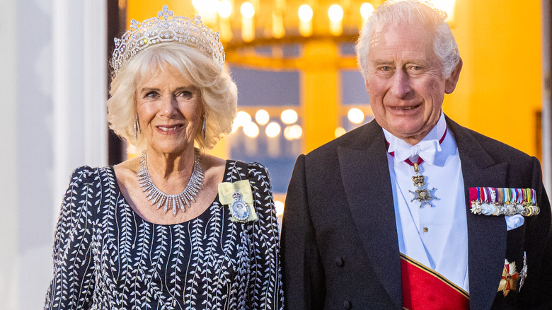 Queen Camilla and King Charles smiling