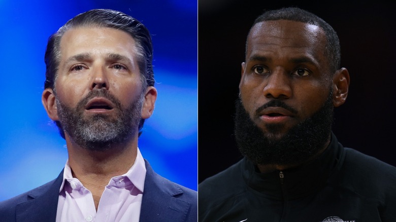 Donald Trump Jr looking serious / LeBron James looking serious