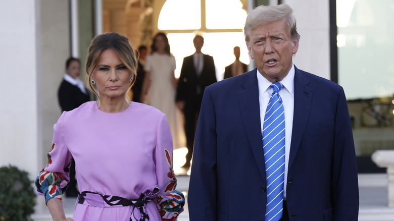 Donald and Melania Trump lavender jumpsuit