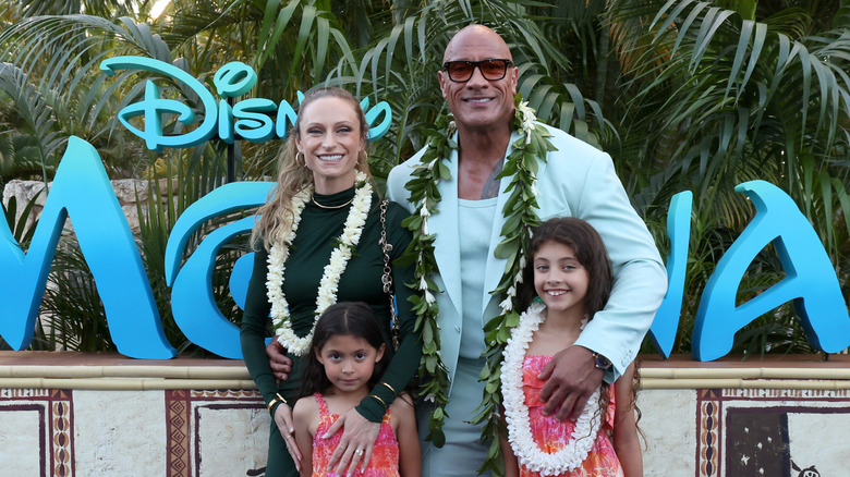 Lauren Hashian, Tiana Johnson, Dwayne Johnson and Jasmine Johnson attend the World Premiere of "Moana 2" in Kapolei, Hawaii (2024)