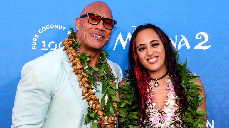 Dwayne Johnson and daughter Simone Garcia Johnson attend the world premiere of 'Moana 2' in Kapolei, Hawaii (2024)