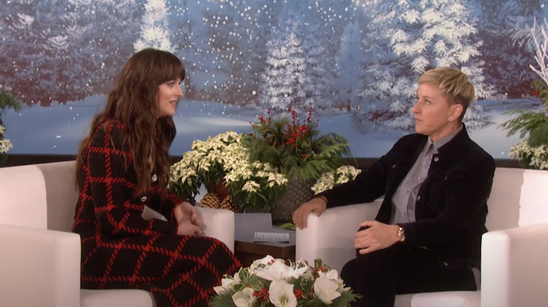 Dakota Johnson talking to Ellen DeGeneres on The Ellen DeGeneres Show 