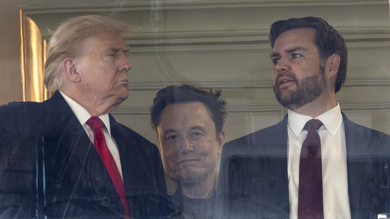 Donald Trump, Elon Musk and JD Vance standing together after the 2024 election