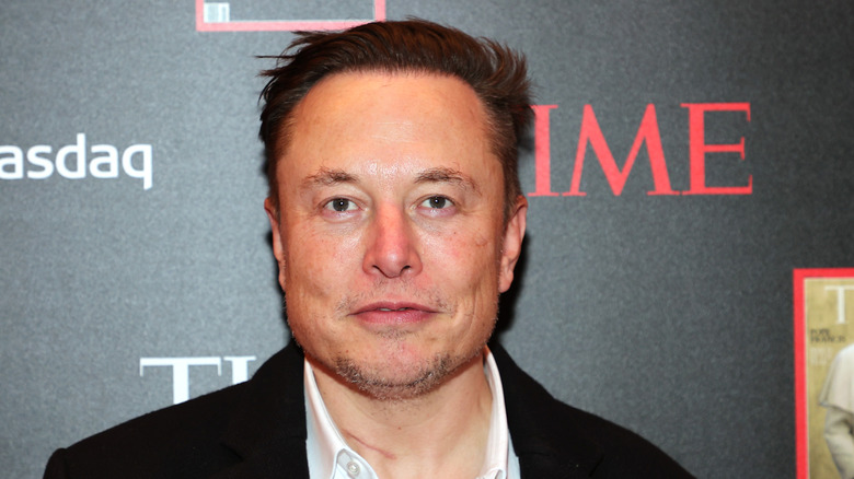 Elon Musk brushed back hair