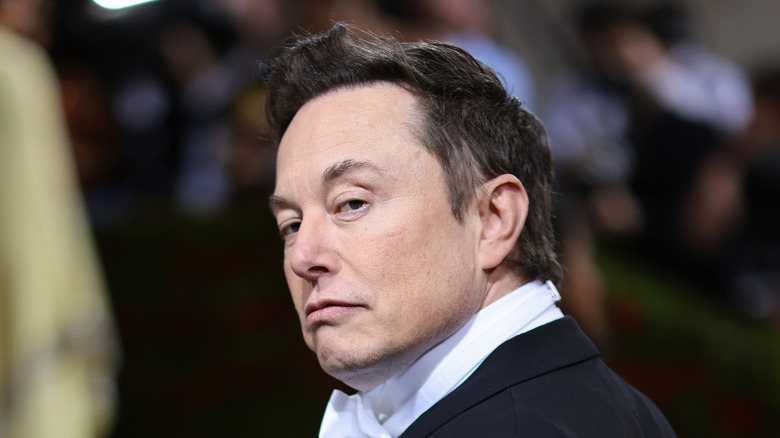 Elon Musk looking over shoulder quiff