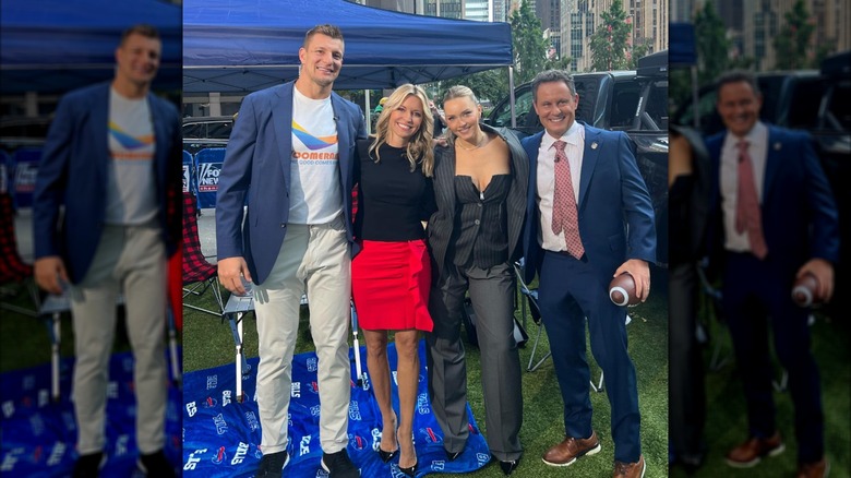 Ainsley Earhardt with Rob Gronkowski and Camille Kostek on "Fox & Friends"