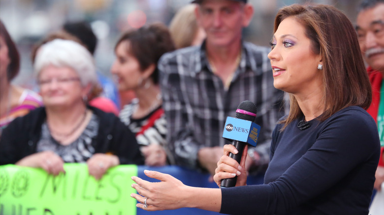 Ginger Zee speaking at the Times Square studios in New York City, 2023