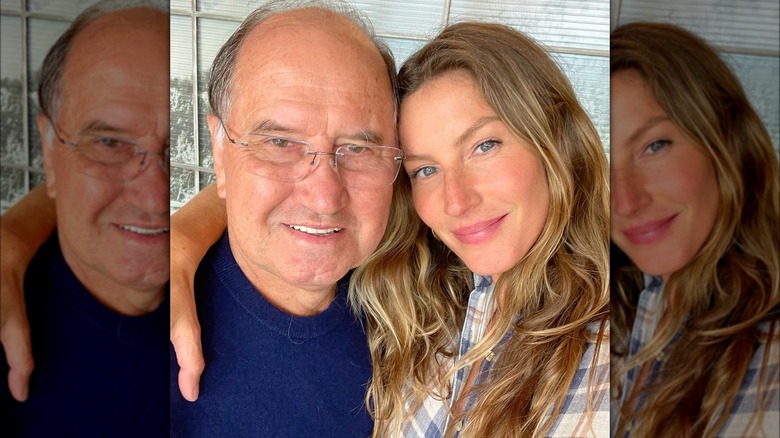 Gisele Bündchen smiling with her father