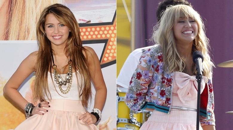 Miley Cyrus smiling & Miley Cyrus as Hannah Montana