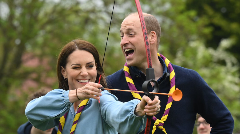 Prince William and Kate Middleton practice archery