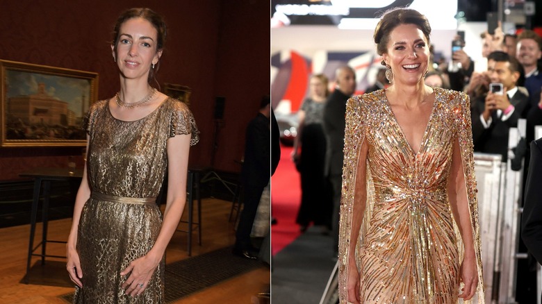 Rose Hanbury and Kate Middleton gold dress