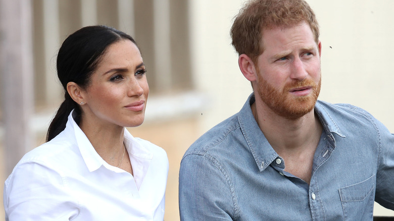 Prince Harry and Meghan Markle granting an interview