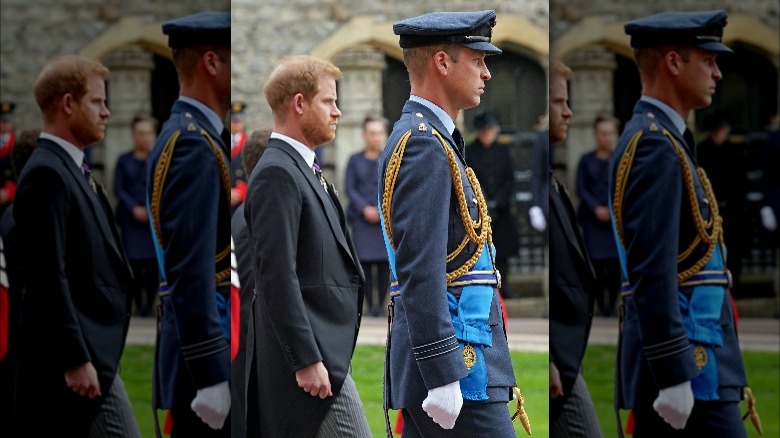 Prince Harry and Prince William avoiding eye contact