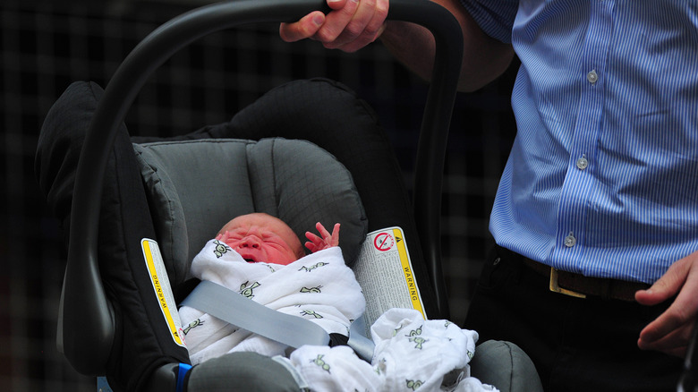 royal Prince George in a car seat