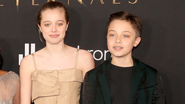 Shiloh Jolie and Knox Jolie-Pitt on the red carpet for the 2021 L.A. premiere of 