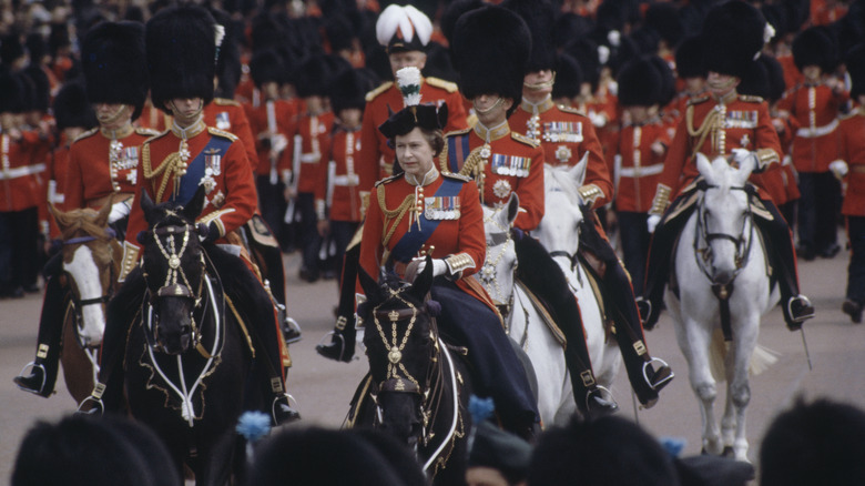 Queen Elizabeth II during Trooping the Colour in 1981