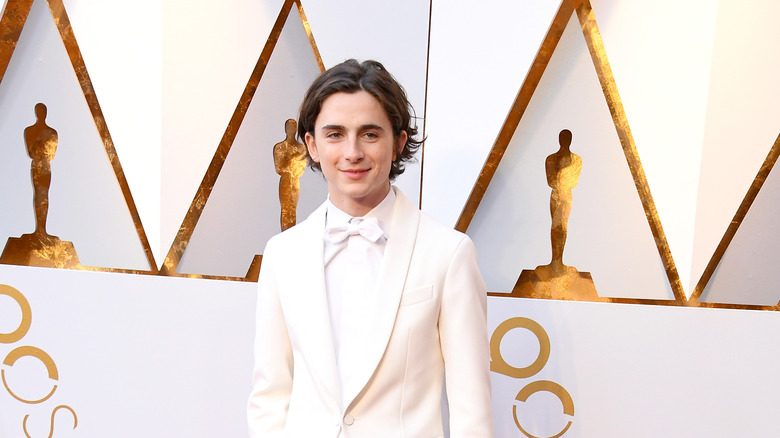 Timothée Chalamet in white tux for Oscars