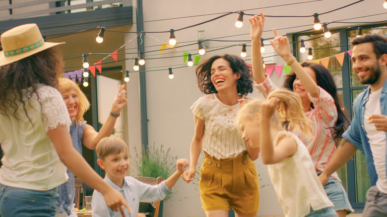 family and friends dancing