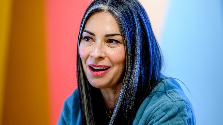 Stacy London on set of talk show