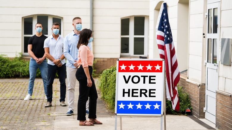 People in line to vote