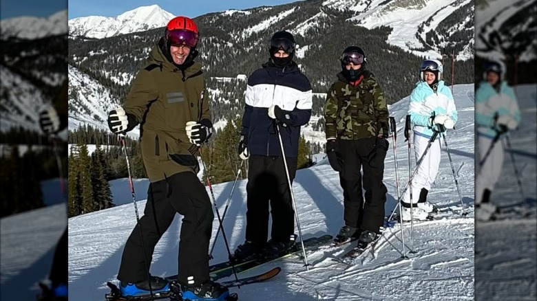 Tom Brady skiing with his kids December 2023