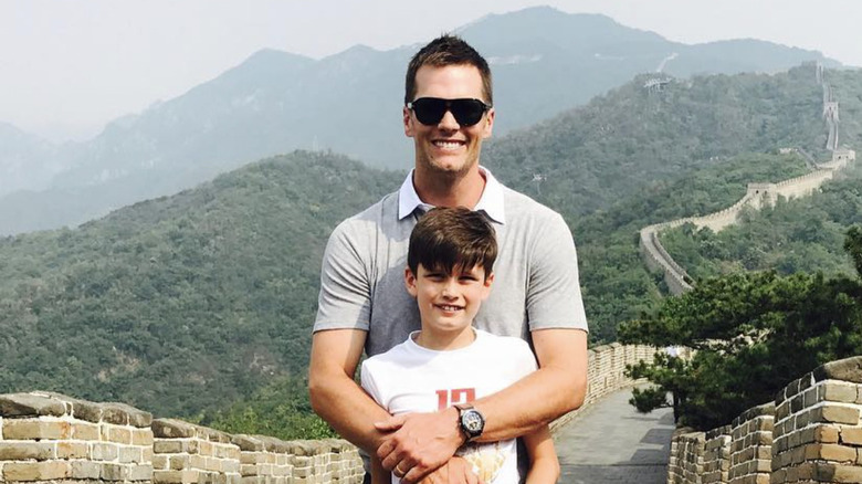 Jack Brady with his dad in Japan