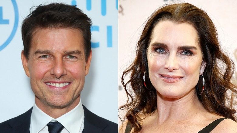 Tom Cruise and Brooke Shields posing event smiling