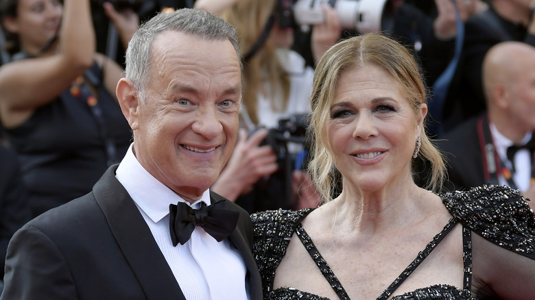 Tom Hanks with Rita Wilson smiling together