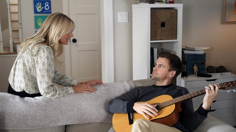 L-R: Eliza Coupe and Tommy Dewey in the "3 Bleepin' Bleeps"" episode of PIVOTING airing Thursday, Feb. 10