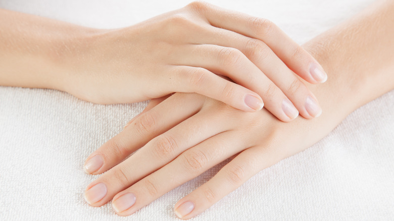 Hand with clean unpolished nails