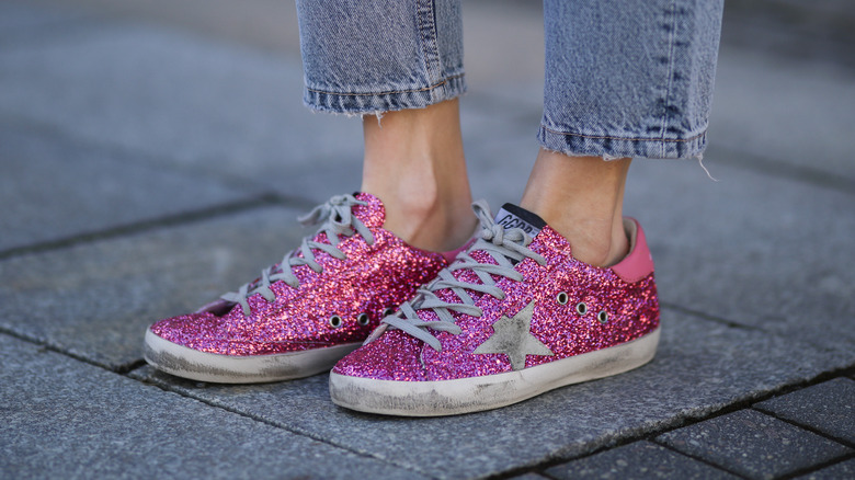 Pink glitter Golden Goose sneakers