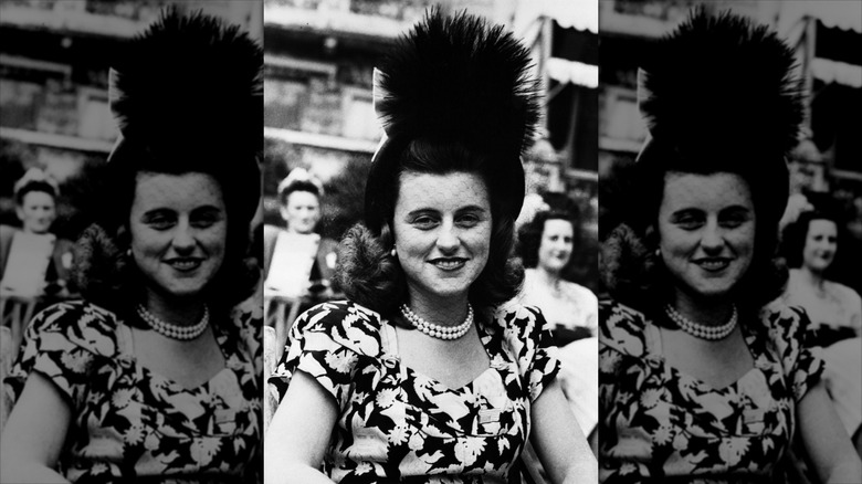 Black and white photo of Kathleen 'Kick' Kennedy smiling
