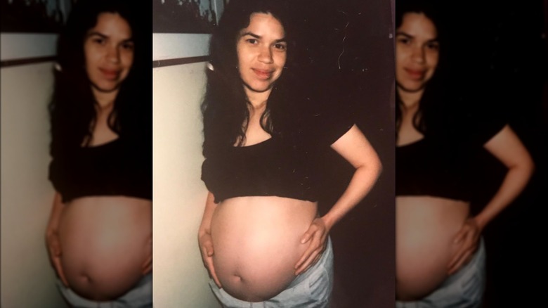 America Ferrera showing off baby bump