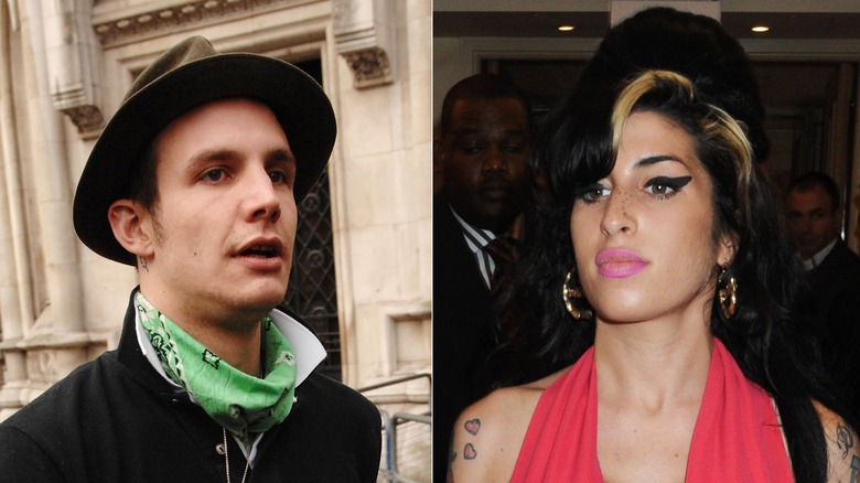 Split image of Blake Fielder-Civil and Amy Winehouse