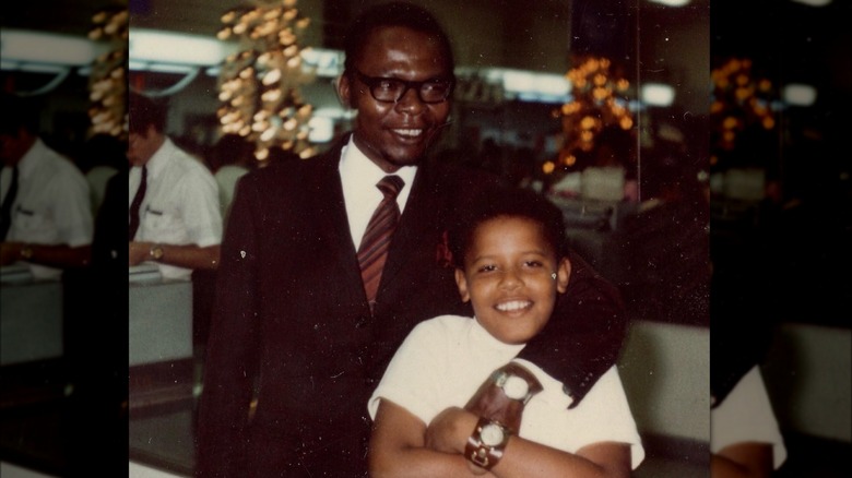 Barack Obama and his father Barack Obama Sr. smiling together