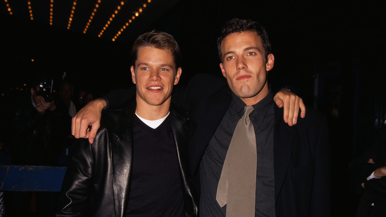 Young Ben Affleck and Matt Damon posing together