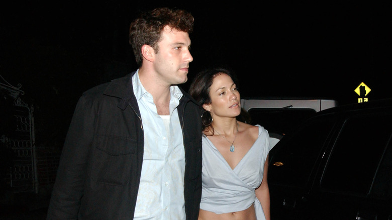 Ben Affleck and Jennifer Lopez in powder blue outfits