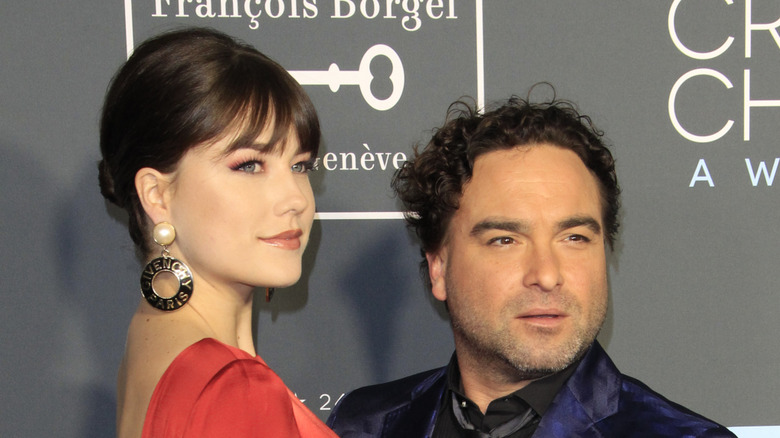 Johnny Galecki posing with Alaina Meyer