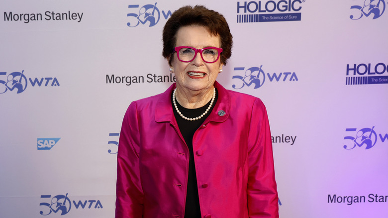 Billie Jean King posing for photograph