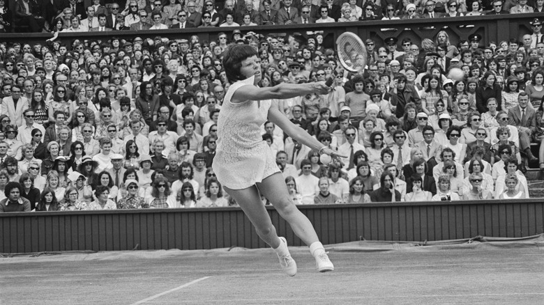 Billie Jean King playing tennis