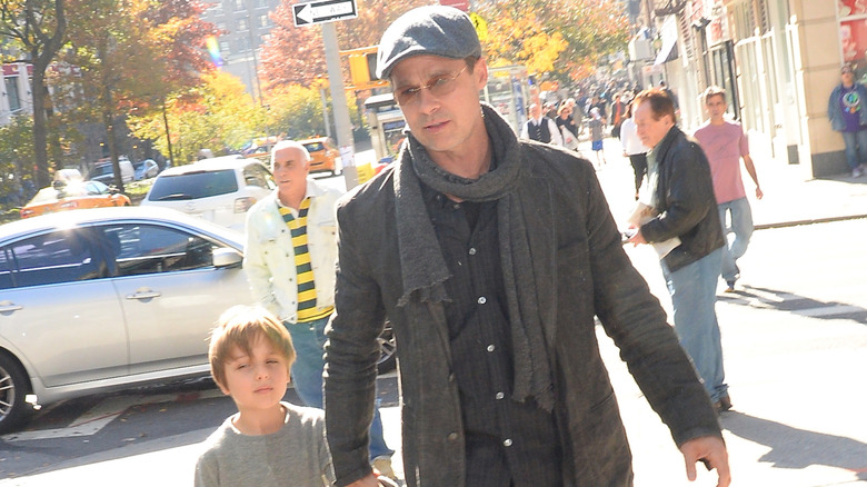 Knox Jolie-Pitt and Brad Pitt in New York City