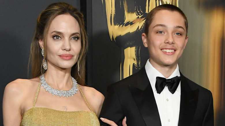 Angelina Jolie and Knox Jolie-Pitt attending the 2024 Governors Awards