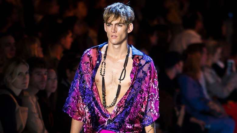 Presley Gerber walking on runway