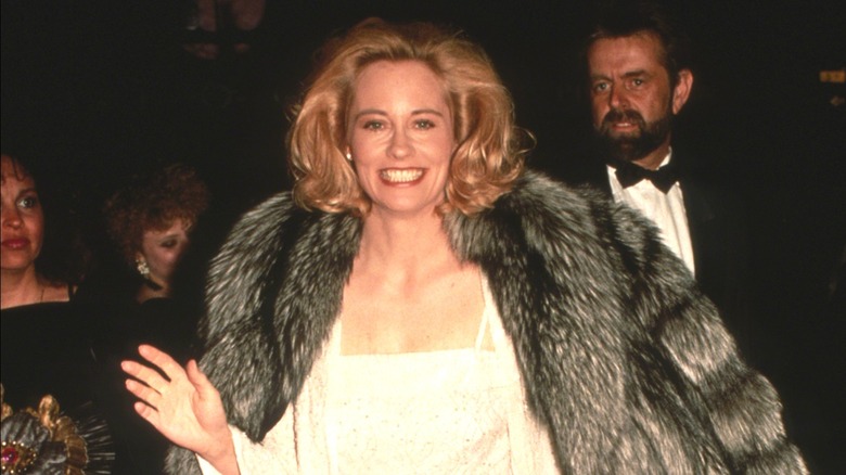 Cybill Shepherd wearing fur coat