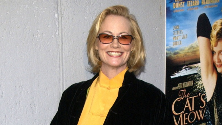 Cybill Shepherd smiling on carpet