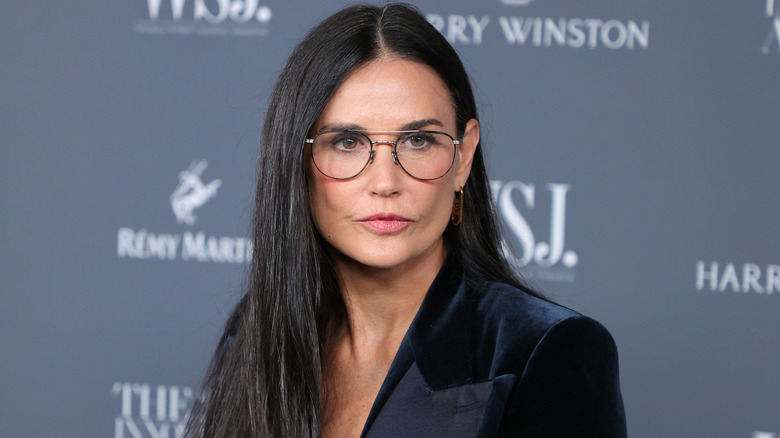 Demi Moore pursing her lips